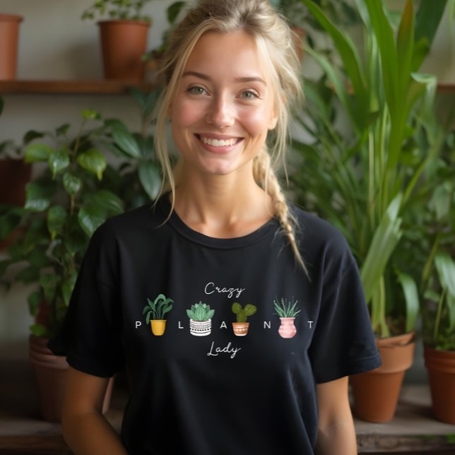 Maluca de Plantas | Quic Watercolor Plantas Potáve (Crazy Plant Lady | Chic Watercolor Potted Plants Tri-Blend Shirt)