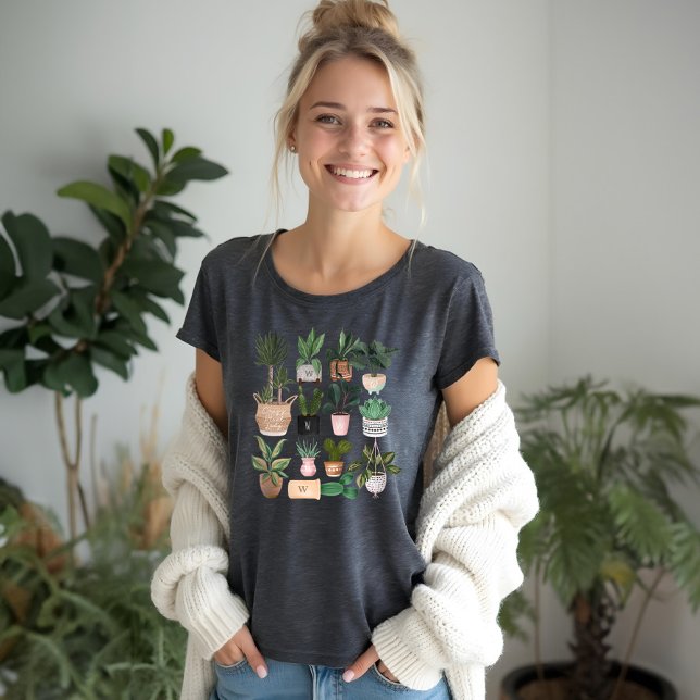 Maluca de Plantas | Quic Watercolor Plantas Potáve (Crazy Plant Lady | Chic Watercolor Potted Plants Tri-Blend Shirt)