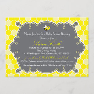 Mamã à abelha, convite do chá de fraldas da