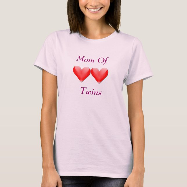 Mamã da camisa dobro dos corações dos gêmeos (Frente)