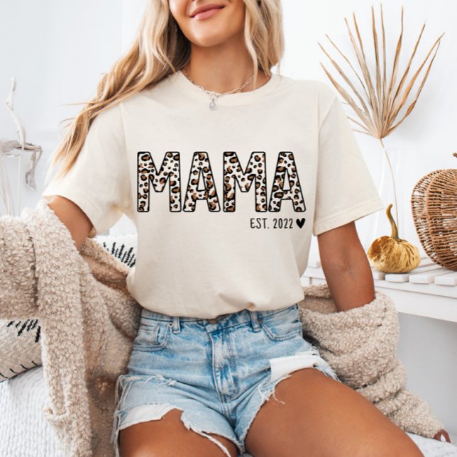 Mama Est TShirt Leopard Print, Custom Mama Est (Criador carregado)