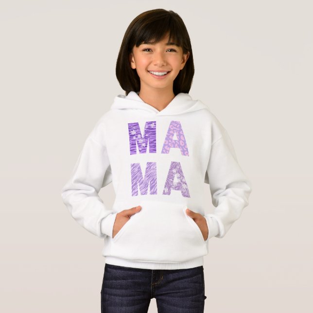 MAMA Hoodie – Purple Pattern Zebra Love (Frente Completa)