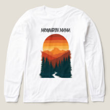 Mama Montanha Gráfica de Floresta Pôr do Sol Retro