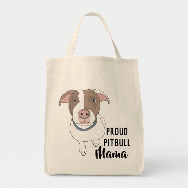 Mama orgulhoso o Bolsa de Pitbull (branco/Tan) (Frente)