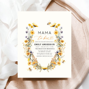 Mama para Abelha Chá de Bebê de Flores Silvestres