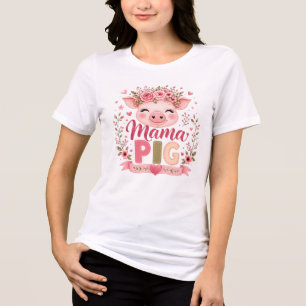 Mama Porca Floral Rosa Cute Animal de Fazenda Mate