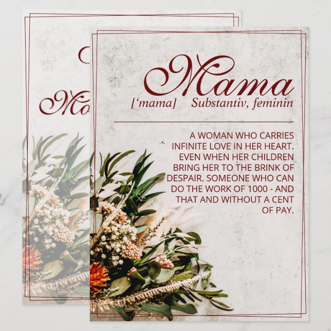 Mama - simplesmente insubstituível - Buquê (Frente/Verso)