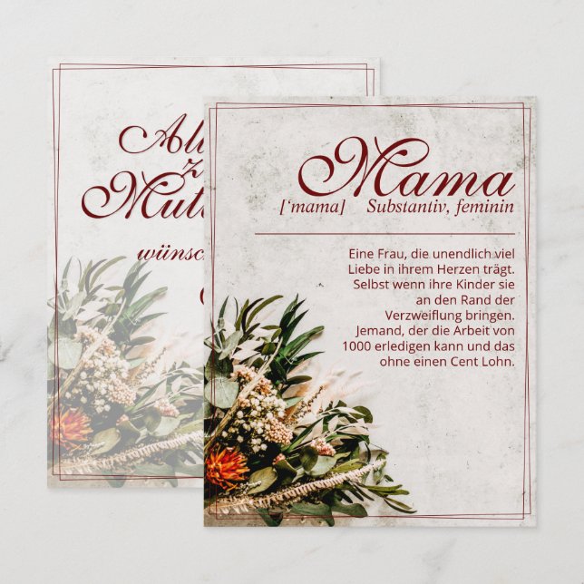 Mama - simplesmente insubstituível - Buquê (Frente/Verso)