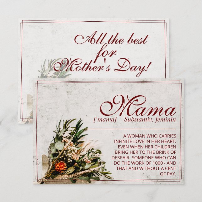 Mama - simplesmente insubstituível - Buquê (Frente/Verso)