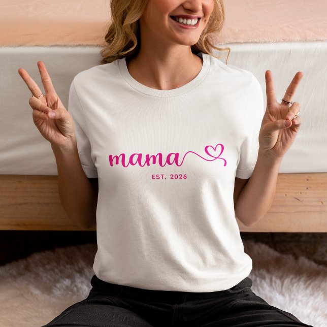 Mama Swash Coração Script Rosa Quente (Hot Pink Mama Swash Heart Script Tri-Blend Shirt)
