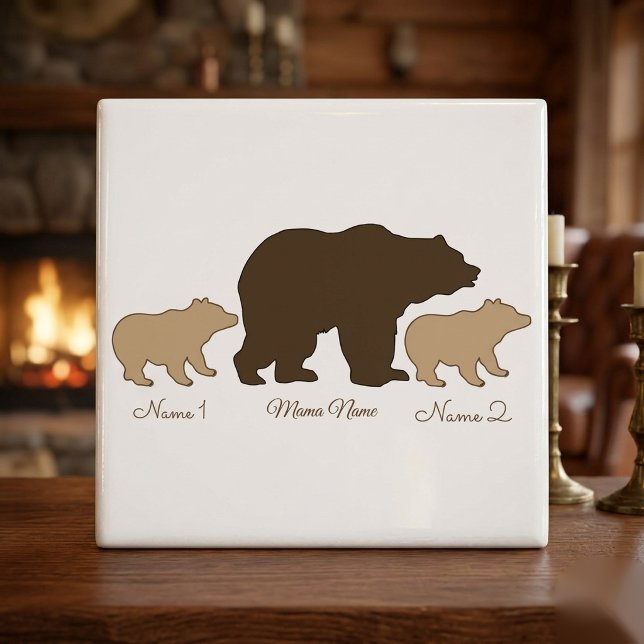 Mama Urso Personalizada Com 2 Nomes de Filhos Pres (Criador carregado)