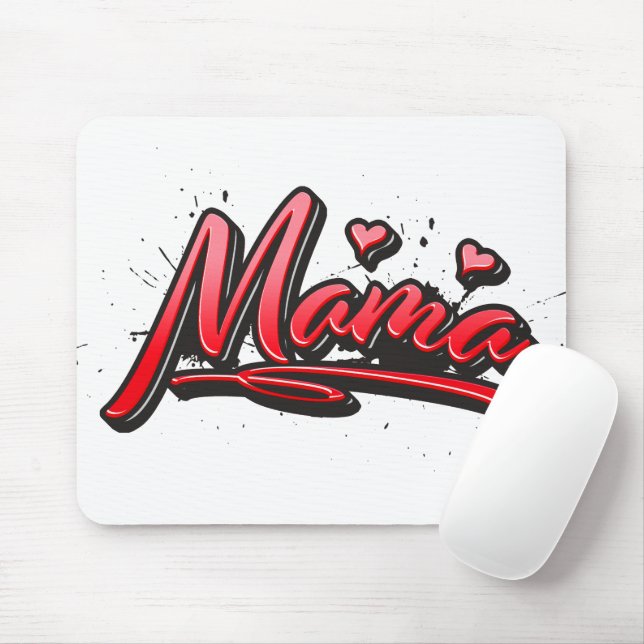 Mama vermelho Coração Grafite Mousepad (Com mouse)