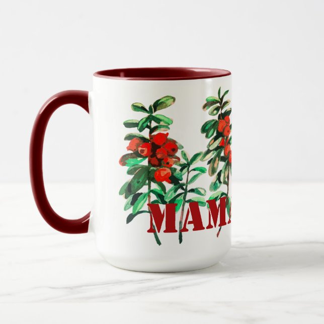 MAMABERRY com mirtilos vermelhos Caneca (Esquerda)