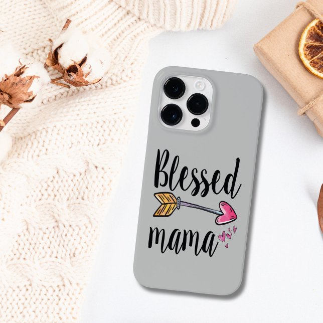 Mamãe Abencoada com Flecha (Blessed Mama boho gray iPhone case)