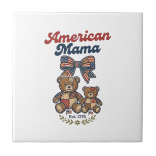 Mamãe Americana Urso Patriótico Remendo Vetorial D