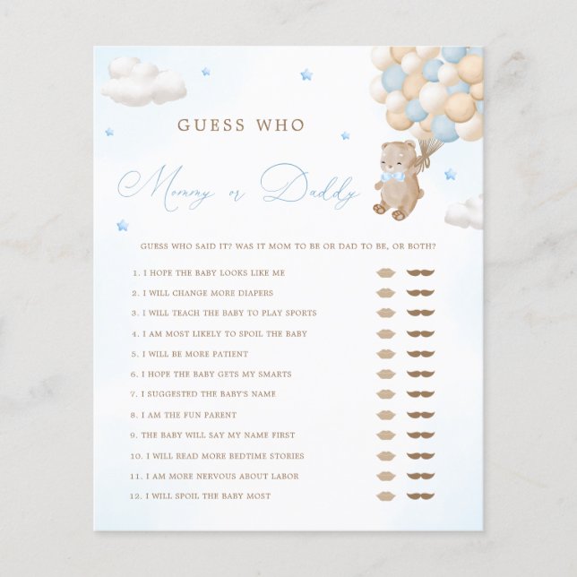 Mamãe azul do urso de pelúcia ou jogo do Pai (Frente)