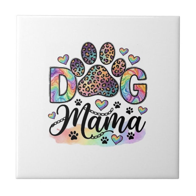 Mamãe Cachorro Pata Leopardo Arco-íris Aquarela Co (Frente)