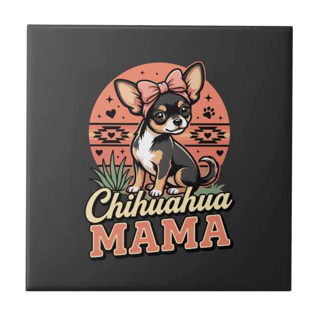 Mamãe Chihuahua Fofa com Laço Mãe de Cachorro (Frente)