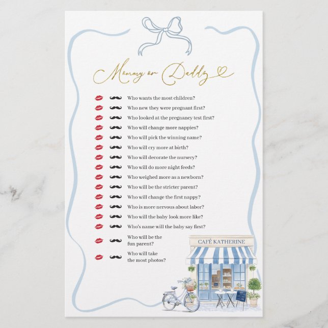 Mamãe de café parisiense coquette ou jogos de Pai (Frente)