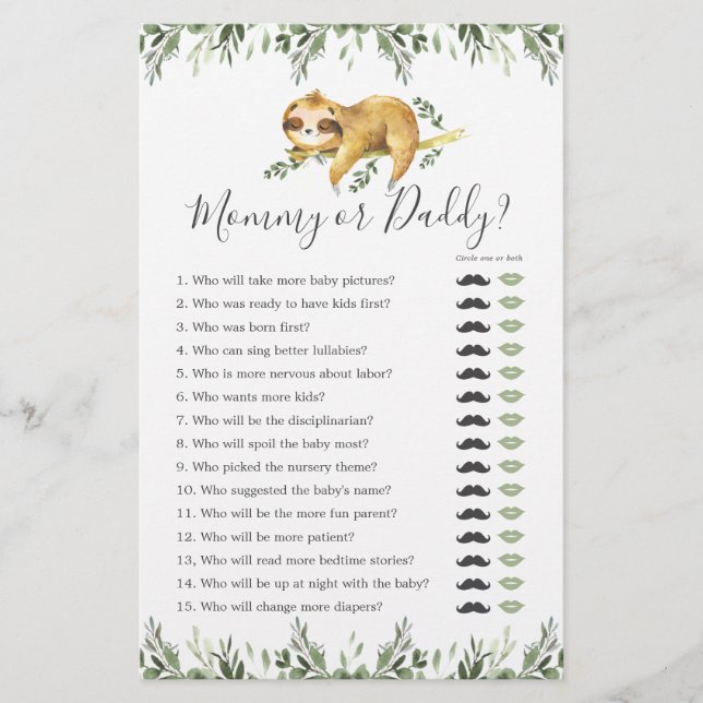 Mamãe de Chá de fraldas ou jogo de Pai (Frente)