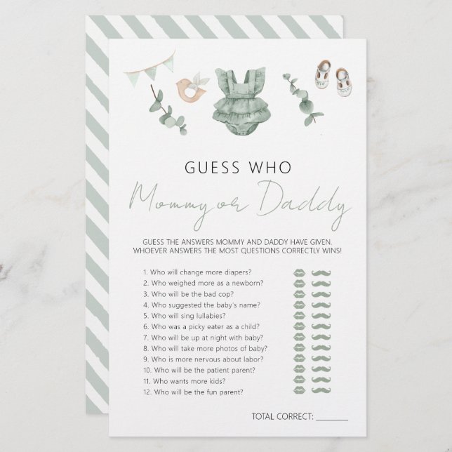 Mamãe de Eucalyptus bonito ou jogo de Pai (Frente/Verso)