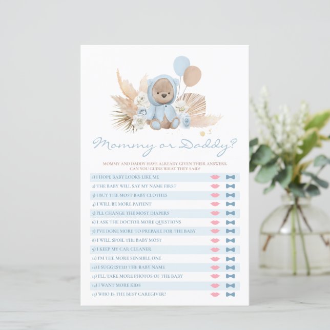 Mamãe De Urso De Teddy Ou Pai Adivinhado Que Disse (Em pé/Frente)