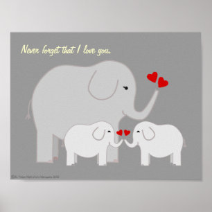 Mamãe e Baby Elephants Grays Poster
