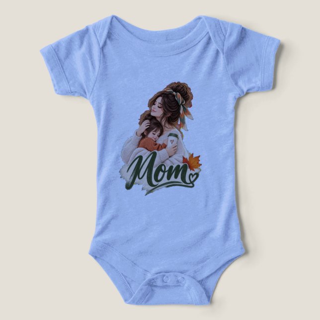 Mamãe e bebê aconchegantes de outono  crianças  Am (Design frontal)