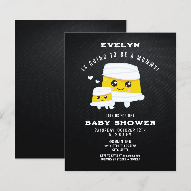 Mamãe é Chá de fraldas de Halloween de Orçamento (Frente/Verso)