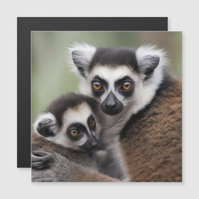 Mamãe E Lemur Bebês Tendo Uma Boca, (Frente/Verso)
