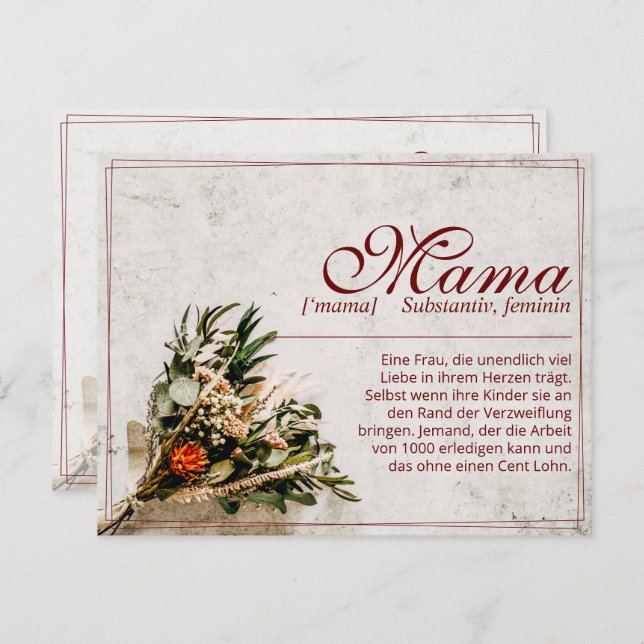 Mamãe - einfach undersetzlich - Buquê (Frente/Verso)