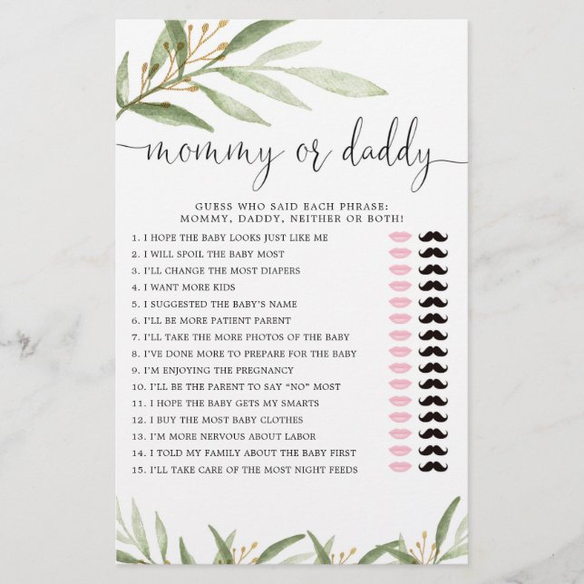 Mamãe ou jogo de Pai verde ouro neutro em termos d (Frente)