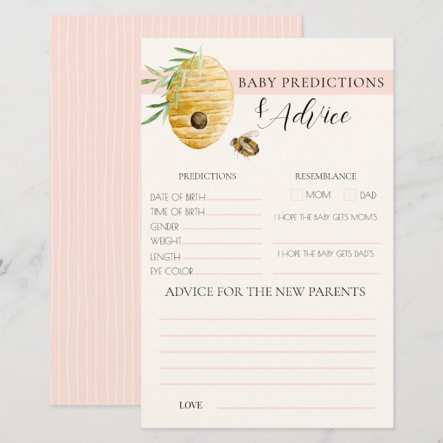 Mamãe para Abelha Rosa Claro Jogo de Previsão de C (Frente/Verso)