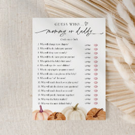 Mamãe para Chá de fraldas de abóbora ou cartão de 