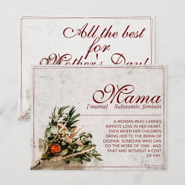 Mamãe - simplesmente insubstituível - Buquê (Frente/Verso)