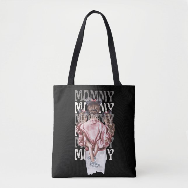 Mamãe Tote Bag - Mãe e Filhas Ilustração (Frente)