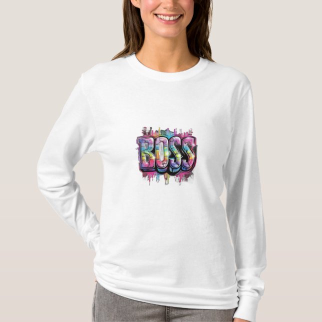 MaMuse Camiseta Manga Longa Rainbow Boss (Frente)