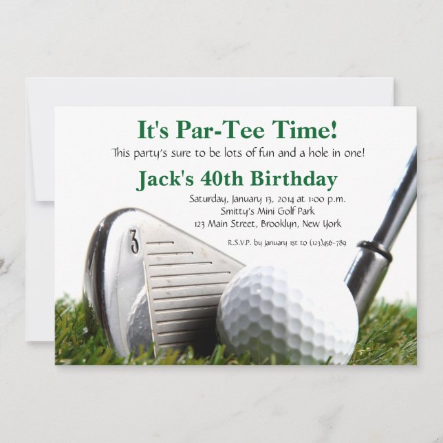 Man Golf Birthday Convite (Frente)