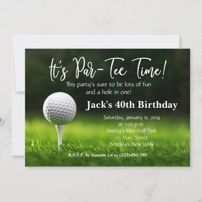 Man Golf Birthday Convite (Frente)