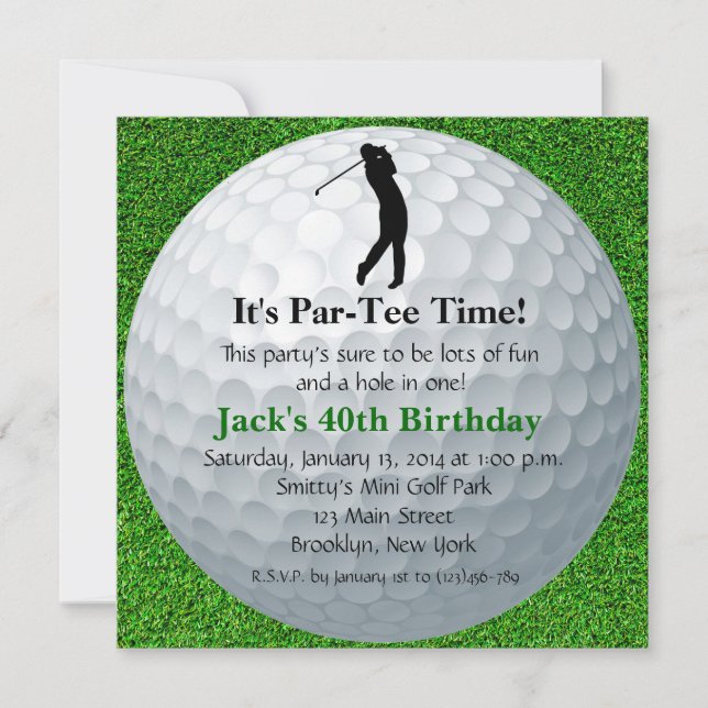 Man Golf Birthday Convite (Frente)