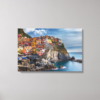 Manarola ItáliaCliffside Casas Panorama Canvas ART