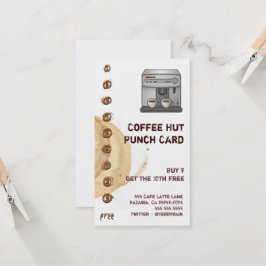 Mancha do café e cartão de perfuração da máquina