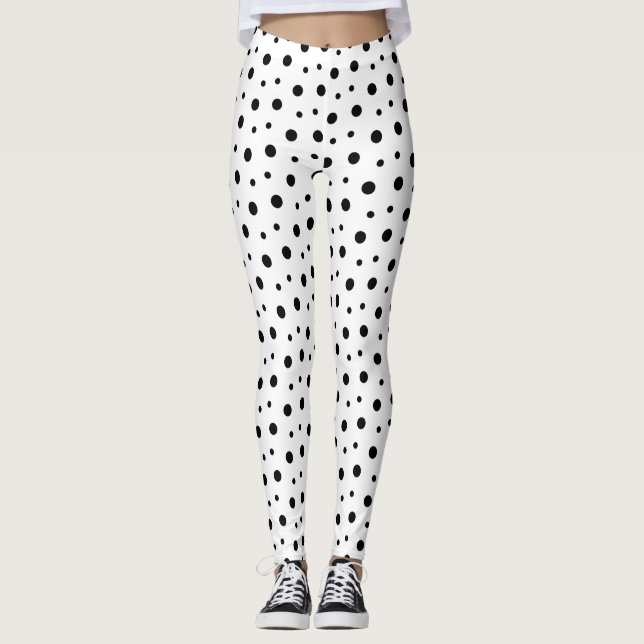 Manchas de dálmata em Leggings Preto e Branco (Frente)