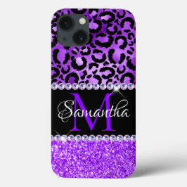 Manchas de leopardo preto e violeta Glam Monograma