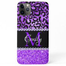 Manchas de leopardo preto e violeta Glam Monograma