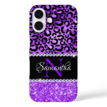 Manchas de leopardo preto e violeta Glam Monograma
