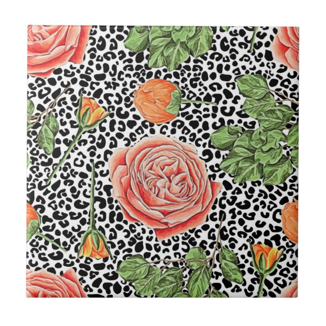 Manchas-leopardo Prato Floral Laranja (Frente)
