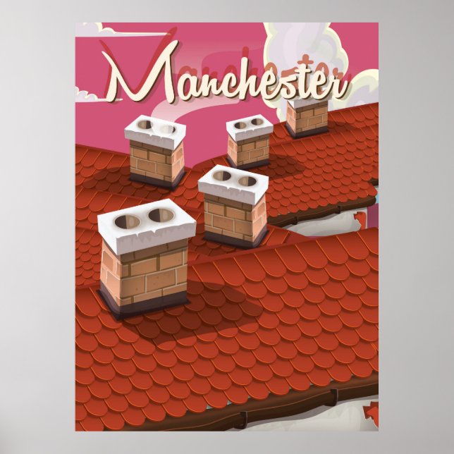 Manchester, Inglaterra, poster de viagens de desen (Frente)
