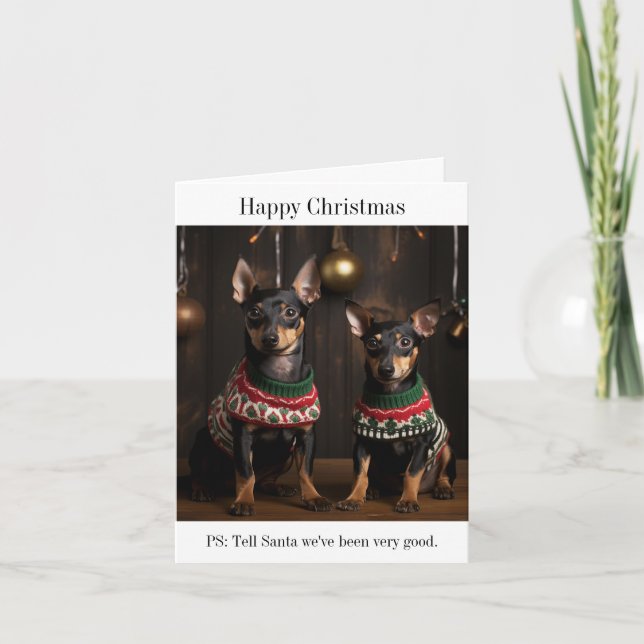 Manchester Terriers no Cartão de Jumpers de Natal (Frente)