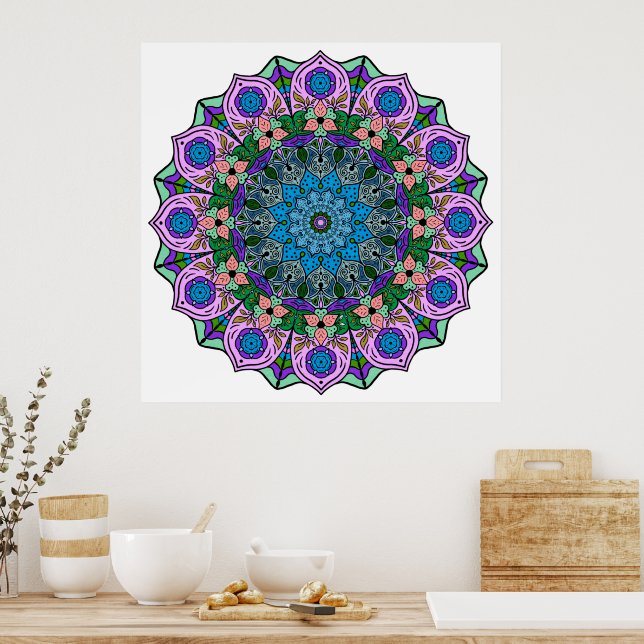 Mandala 12-2 TealRose - Poster (Cozinha)